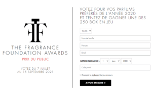 250 Fragrance Foundation Box d’échantillons de parfums à remporter sur fragrancefoundationawards.fr