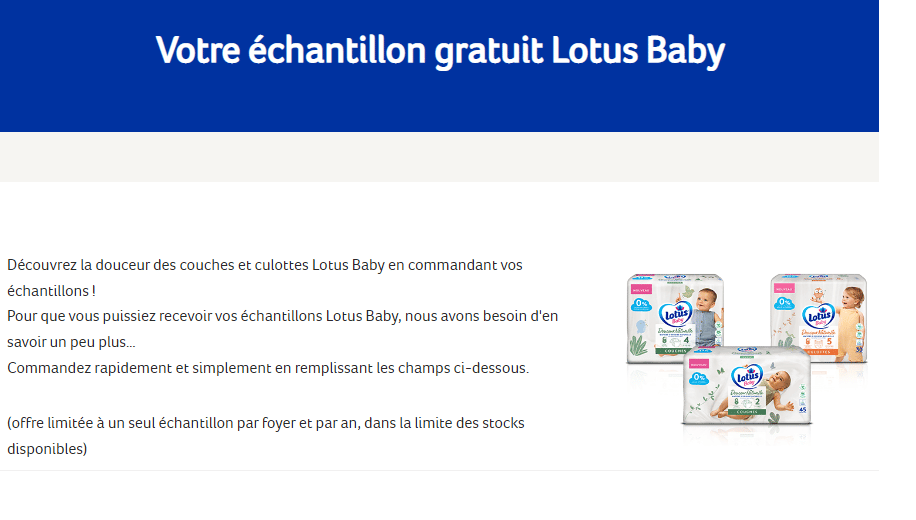 Echantillon de couche nouveau-né Lotus Baby gratuit à commander sur lotusbaby.fr