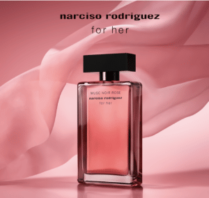 échantillon gratuit de l’eau de parfum For her MUSC NOIR ROSE de Narciso Rodriguez
