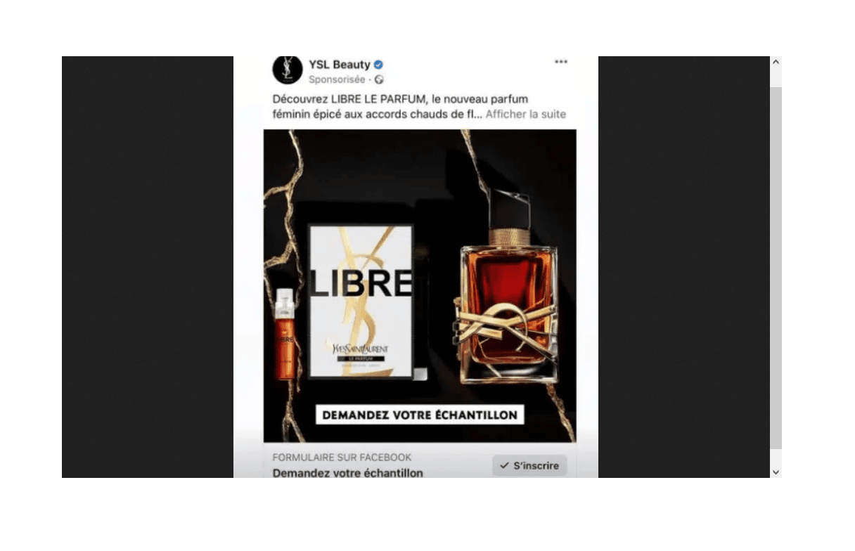 Échantillon gratuit du parfum Libre d’Yves Saint Laurent sur facebook.com