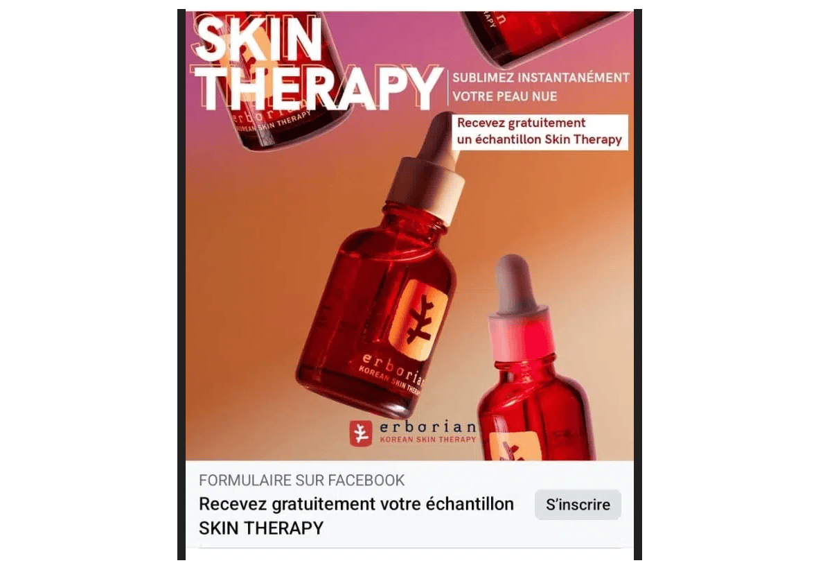 Échantillons gratuits du Skin Therapy Erborian sur Facebook